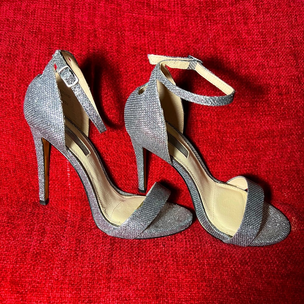 Topshop silver sparkly heels, size 7.5. Prom, wedding, dance, party shoes.